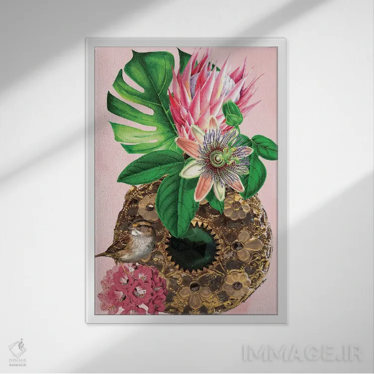 تابلو مخمل زمردی اثر هنرِ چونی - نمای قابدار سفید