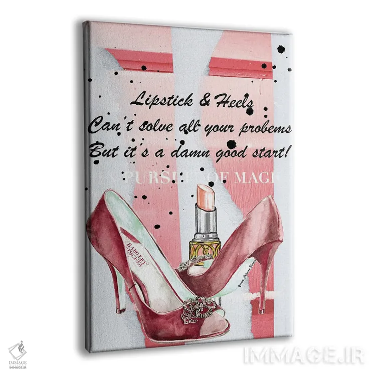 تابلو رژلب و کفش پاشنهبلند اثر هنرِ چونی - نمای پرسپکتیو محصول