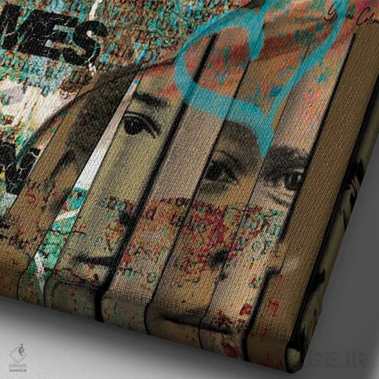 تابلو فقط مردان اثر هنرِ چونی - نمای نزدیک بافت بوم