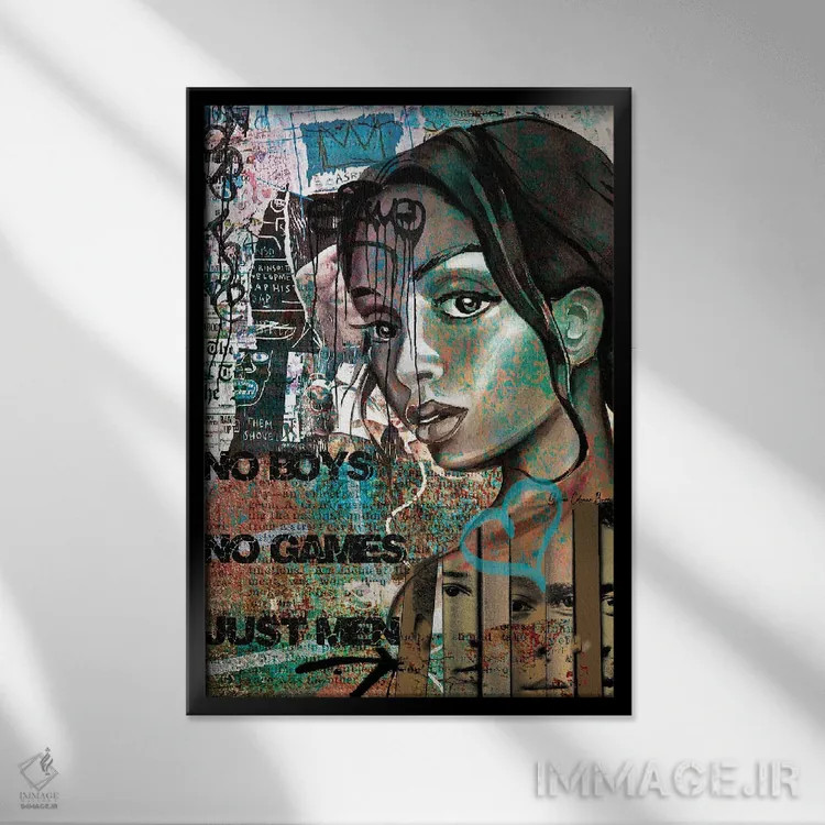 تابلو فقط مردان اثر هنرِ چونی - نمای قابدار مشکی