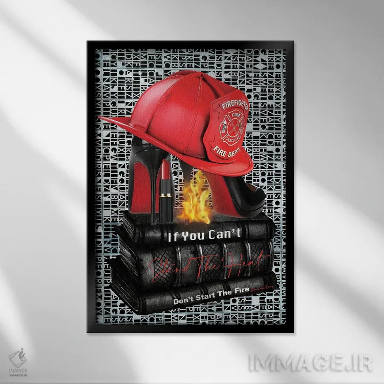 تابلو قرمز آتشنشانی اثر هنرِ چونی - نمای قابدار مشکی