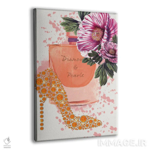 تابلو گل کفش الماس نارنجی اثر هنرِ چونی - نمای پرسپکتیو محصول