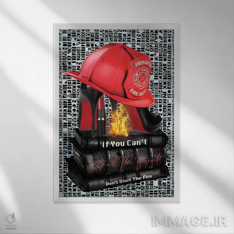 تابلو قرمز آتشنشانی اثر هنرِ چونی - نمای قابدار سفید