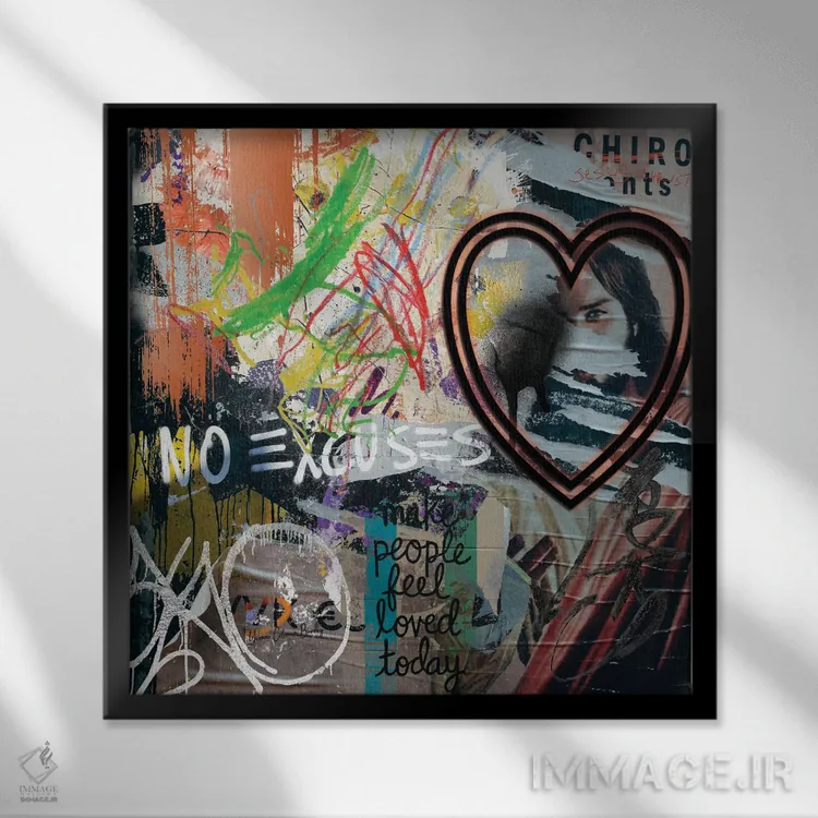 تابلو عیسی مسیح روی دیوار اثر هنرِ چونی - نمای قابدار مشکی