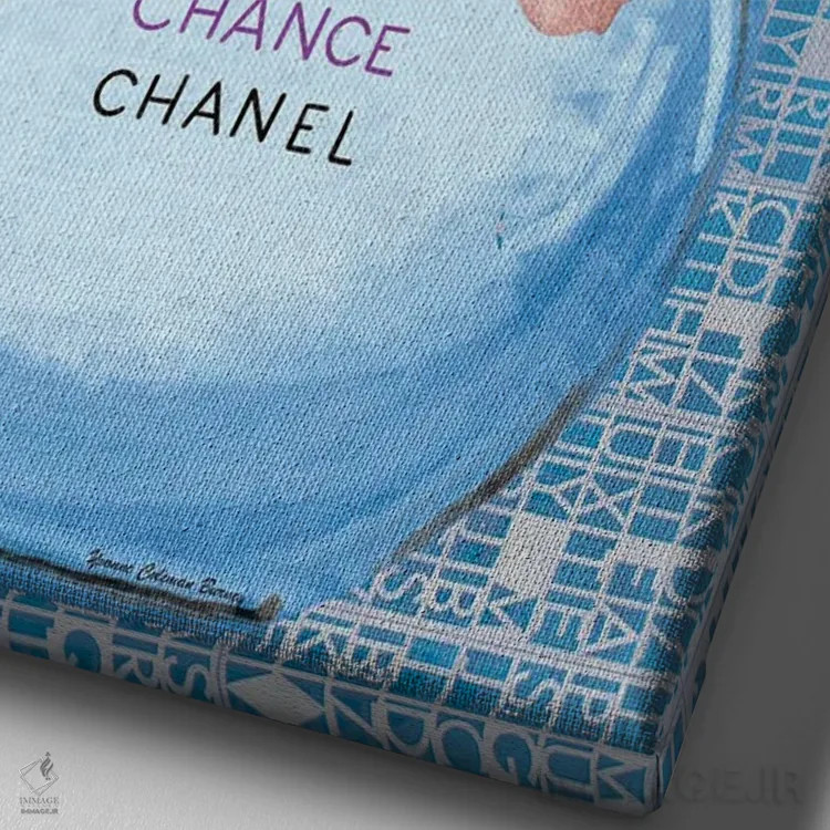 تابلو شنل آبی اثر هنرِ چونی - نمای نزدیک بافت بوم