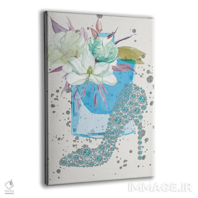 تابلو کفش الماس آبی اثر هنرِ چونی - نمای پرسپکتیو محصول