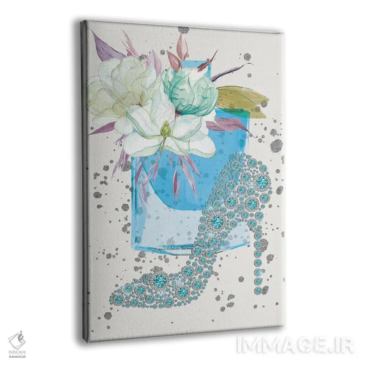 تابلو کفش الماس آبی اثر هنرِ چونی - نمای پرسپکتیو محصول