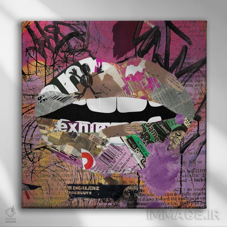 تابلو لبهای گرافیتی اثر هنرِ چونی - نمای روبهرو روی دیوار