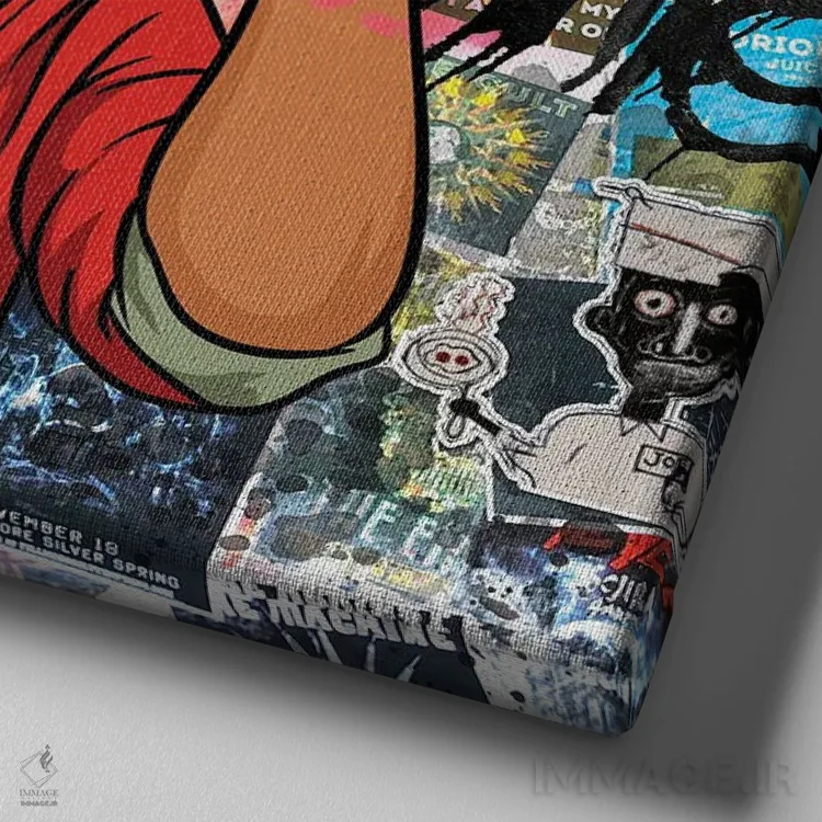 تابلو در مورد آن پول (اصطلاح عامیانه) اثر هنرِ چونی - نمای نزدیک بافت بوم