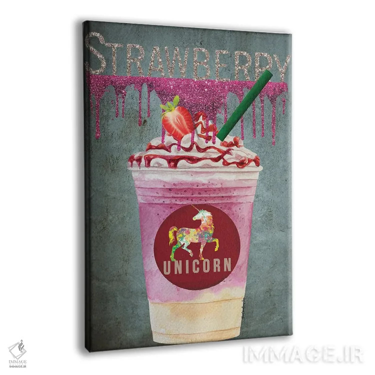 تابلو یونیکورن توتفرنگی اثر هنرِ چونی - نمای پرسپکتیو محصول