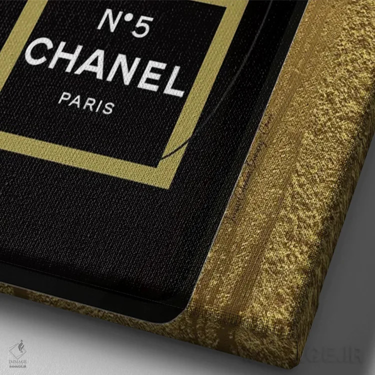 تابلو شنل طلایی و مشکی اثر هنرِ چونی - نمای نزدیک بافت بوم