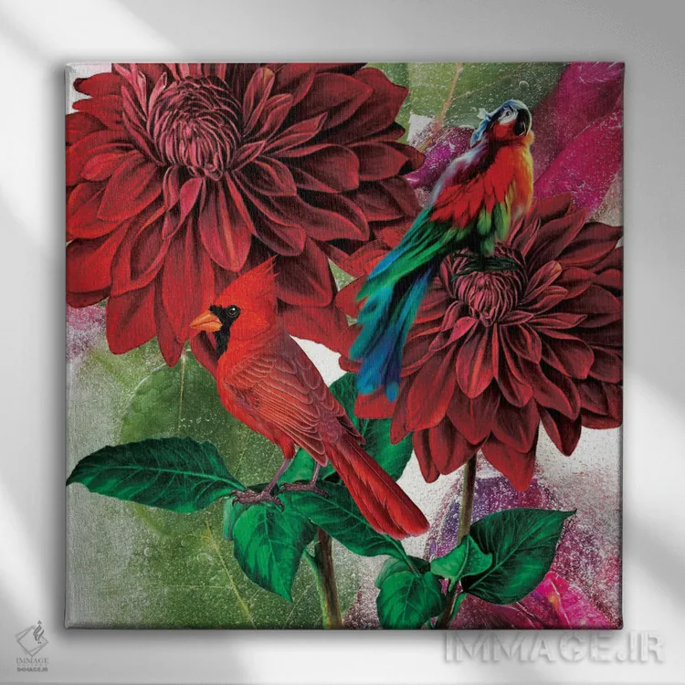 تابلو مخمل قرمز (هم کیک هم جنس) اثر هنرِ چونی - نمای روبهرو روی دیوار