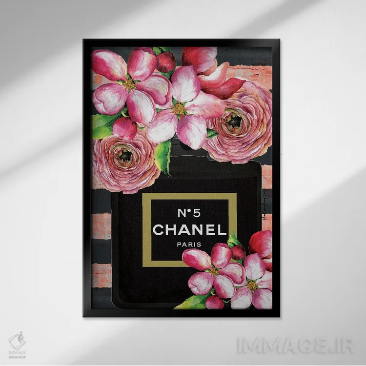 تابلو شنل شکوفا در پاریس اثر هنرِ چونی - نمای قابدار مشکی