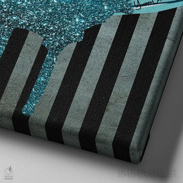 تابلو لبهای تیفانی (برند) اثر هنرِ چونی - نمای نزدیک بافت بوم