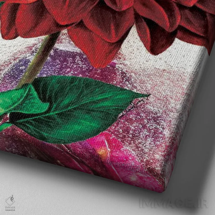 تابلو مخمل قرمز (هم کیک هم جنس) اثر هنرِ چونی - نمای نزدیک بافت بوم