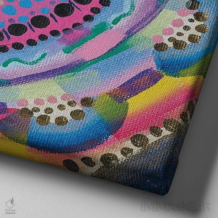 تابلو ذن رنگارنگ اثر امی داینر - نمای نزدیک بافت بوم