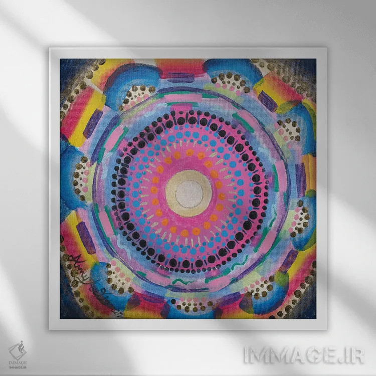 تابلو ذن رنگارنگ اثر امی داینر - نمای قابدار سفید