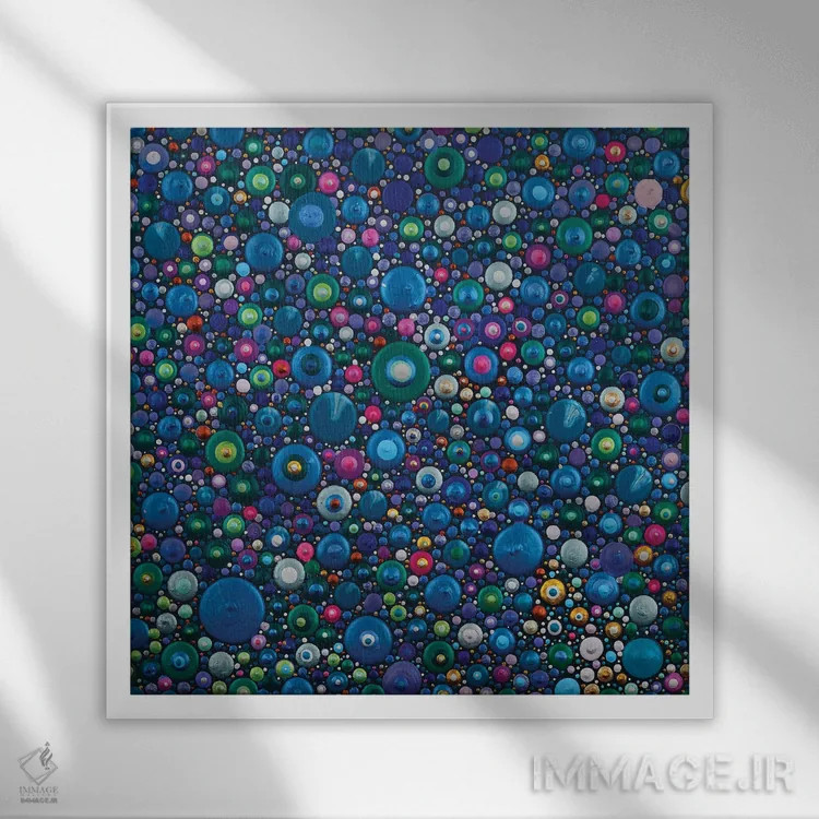 تابلو نقطهها جهان را تصاحب میکنند اثر امی داینر - نمای قابدار سفید