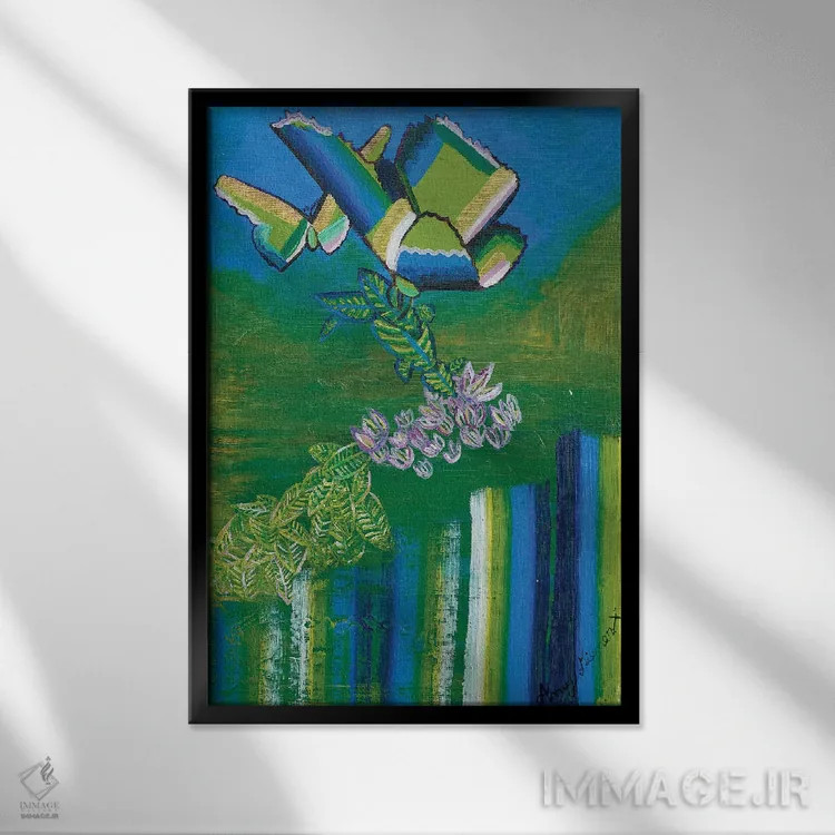تابلو پروانهها اثر امی داینر - نمای قابدار مشکی