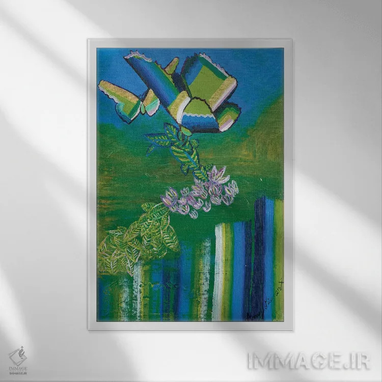 تابلو پروانهها اثر امی داینر - نمای قابدار سفید