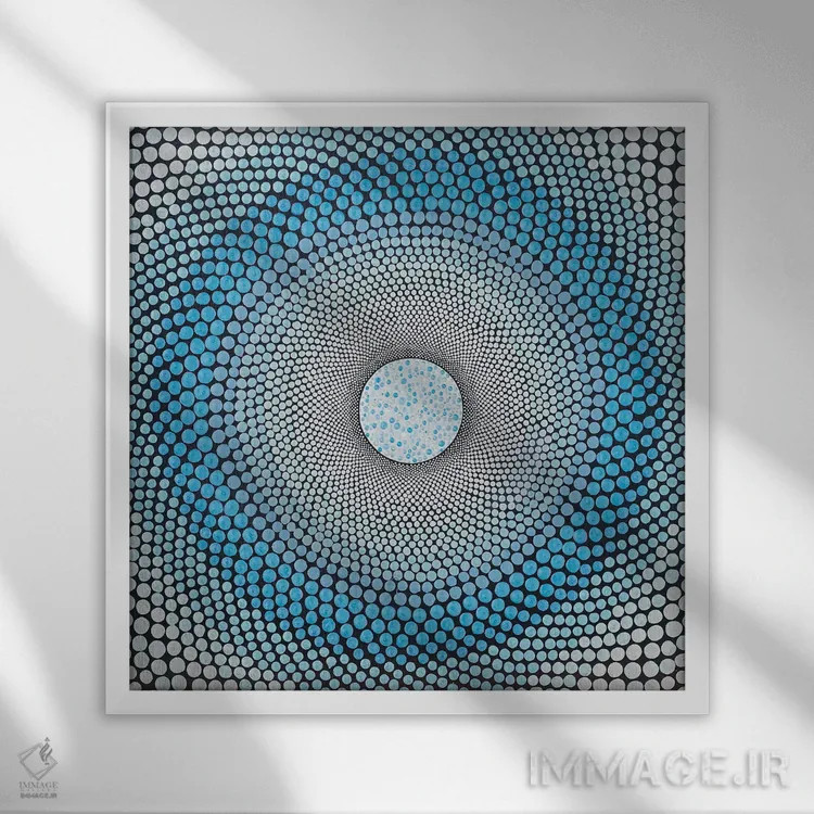 تابلو چاکرای آبی اثر امی داینر - نمای قابدار سفید