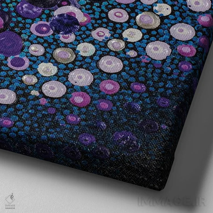 تابلو آبی و بنفش II اثر امی داینر - نمای نزدیک بافت بوم