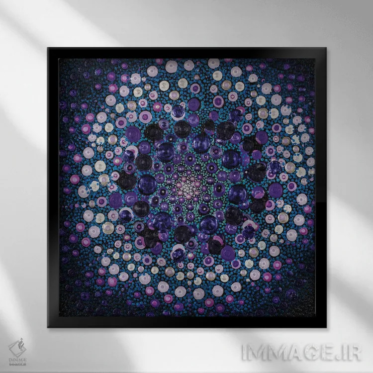 تابلو آبی و بنفش II اثر امی داینر - نمای قابدار مشکی