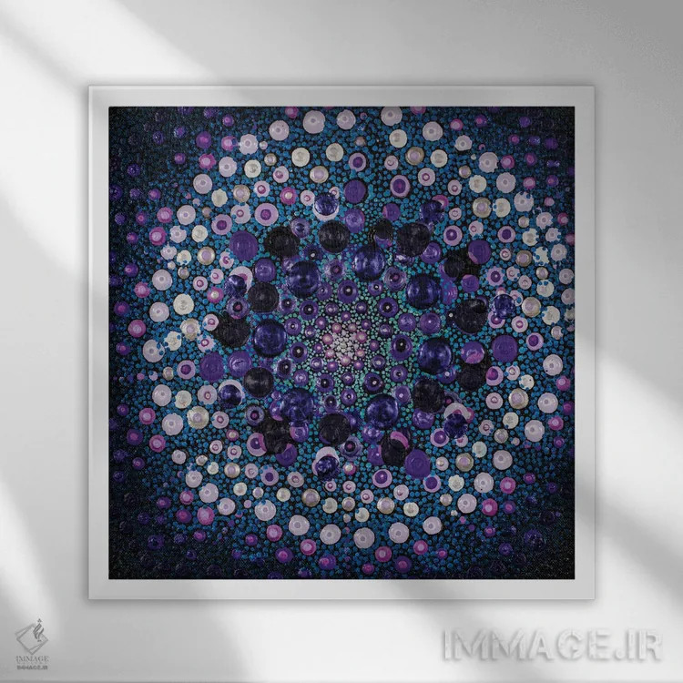 تابلو آبی و بنفش II اثر امی داینر - نمای قابدار سفید