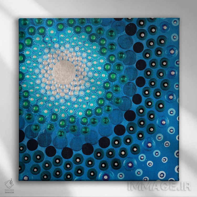 تابلو آبی پرطراوت اثر امی داینر - نمای روبهرو روی دیوار