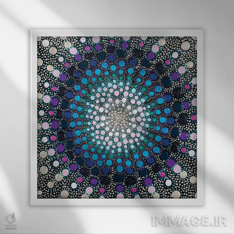 تابلو آبی و بنفش I اثر امی داینر - نمای قابدار سفید