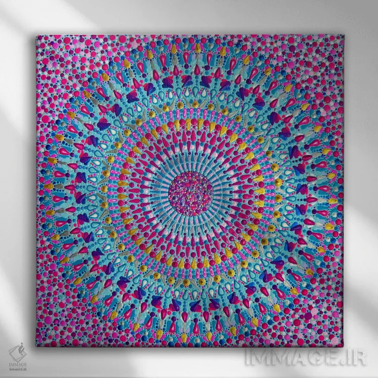 تابلو کالیدوسکوپ شادی اثر امی داینر - نمای روبهرو روی دیوار