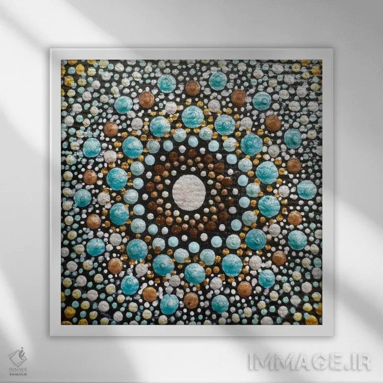 تابلو ماندالای کوچک اثر امی داینر - نمای قابدار سفید