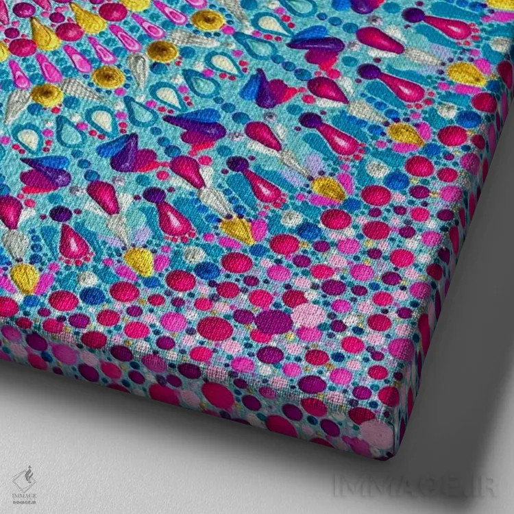 تابلو کالیدوسکوپ شادی اثر امی داینر - نمای نزدیک بافت بوم