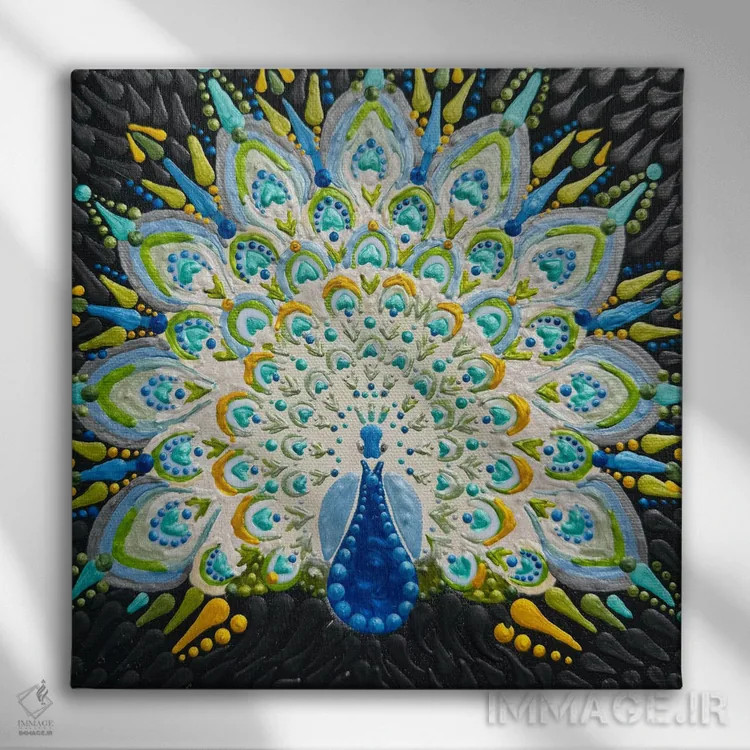 تابلو قدرت طاووس اثر امی داینر - نمای روبهرو روی دیوار