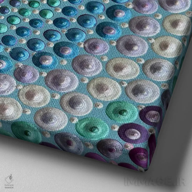 تابلو ماندالای مارپیچی اثر امی داینر - نمای نزدیک بافت بوم