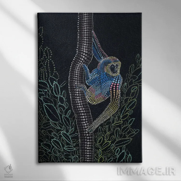 تابلو گیبون تایلندی (نوعی میمون) اثر امی داینر - نمای روبهرو روی دیوار