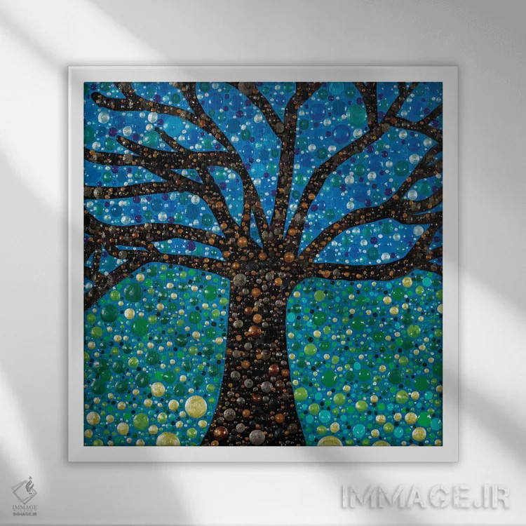 تابلو درخت زندگی اثر امی داینر - نمای قابدار سفید