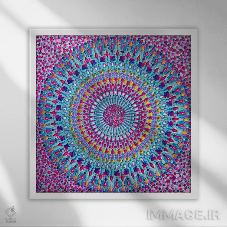 تابلو کالیدوسکوپ شادی اثر امی داینر - نمای قابدار سفید