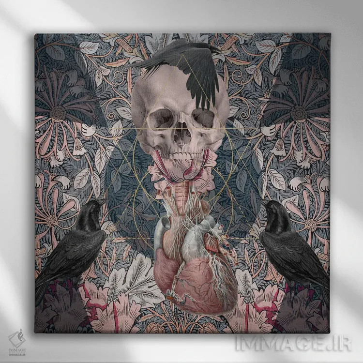 تابلو یک ناملایمتی (اصطلاحاً: دستهای کلاغ) اثر امی سالمونه - نمای روبهرو روی دیوار