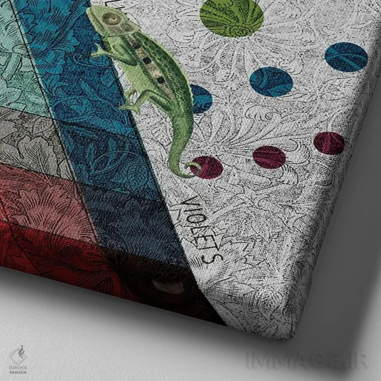 تابلو جعبه رنگها اثر امی سالمونه - نمای نزدیک بافت بوم