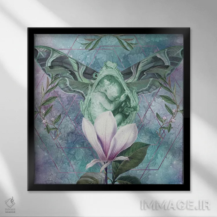 تابلو دردهای زایمان اثر امی سالمونه - نمای قابدار مشکی