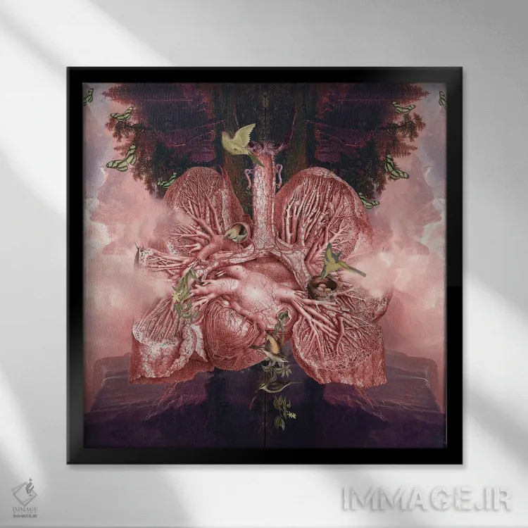 تابلو پرش مهآلود کوهستان (اشاره به آهنگ) اثر امی سالمونه - نمای قابدار مشکی