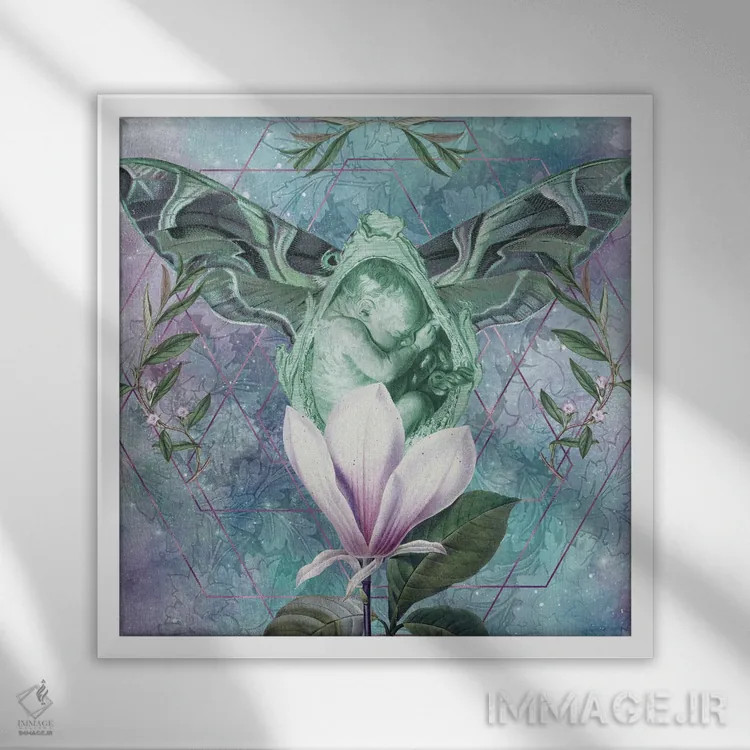 تابلو دردهای زایمان اثر امی سالمونه - نمای قابدار سفید