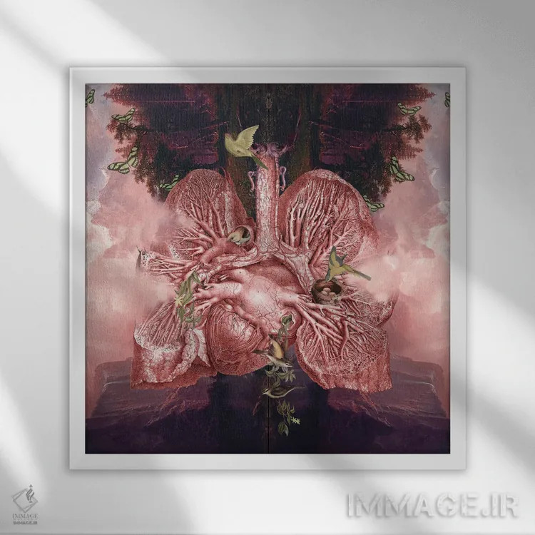 تابلو پرش مهآلود کوهستان (اشاره به آهنگ) اثر امی سالمونه - نمای قابدار سفید