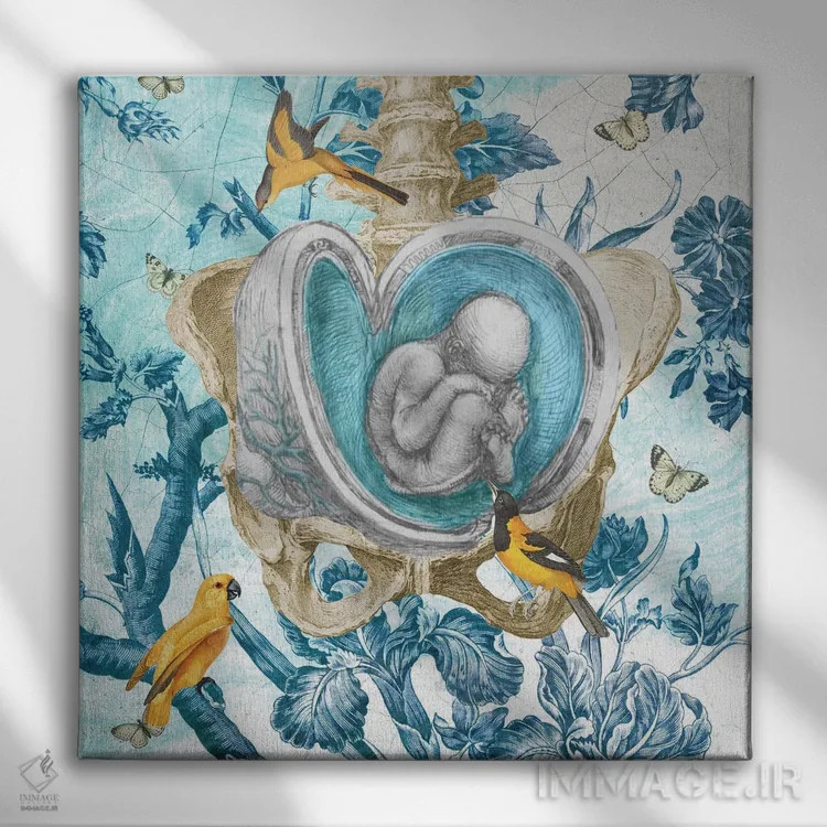 تابلو نه ماه (دوران بارداری) اثر امی سالمونه - نمای روبهرو روی دیوار