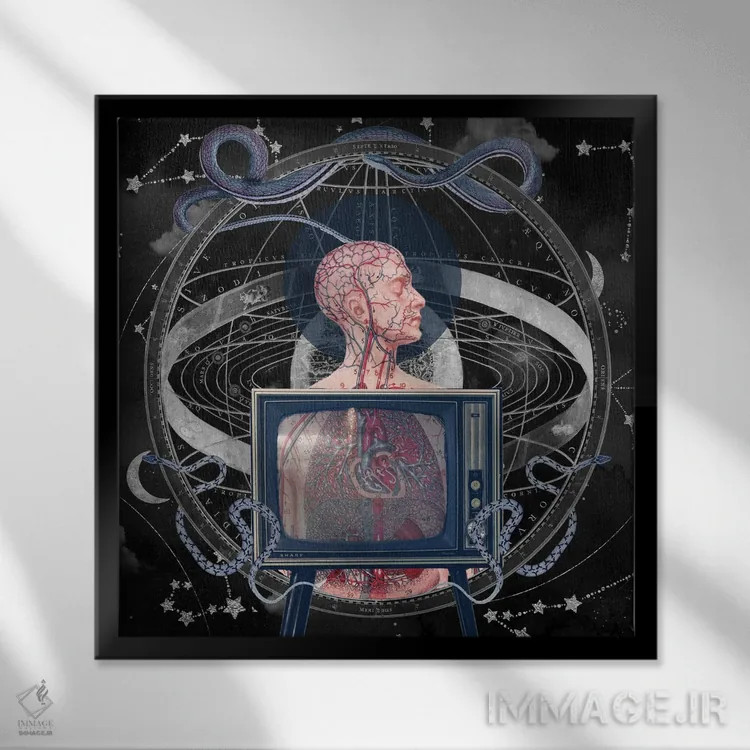 تابلو پیچیدگیهای فناورانه اثر امی سالمونه - نمای قابدار مشکی