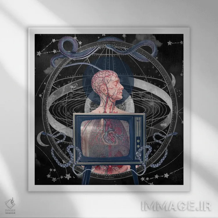 تابلو پیچیدگیهای فناورانه اثر امی سالمونه - نمای قابدار سفید