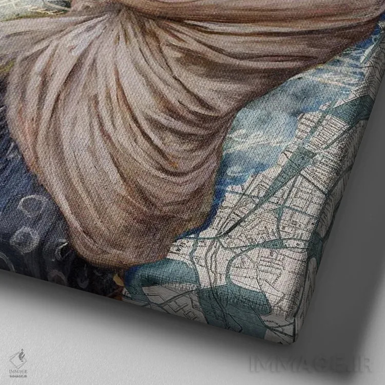 تابلو روزی روزگاری در شبی تاریک (الهام از ادگار آلن پو) اثر امی سالمونه - نمای نزدیک بافت بوم