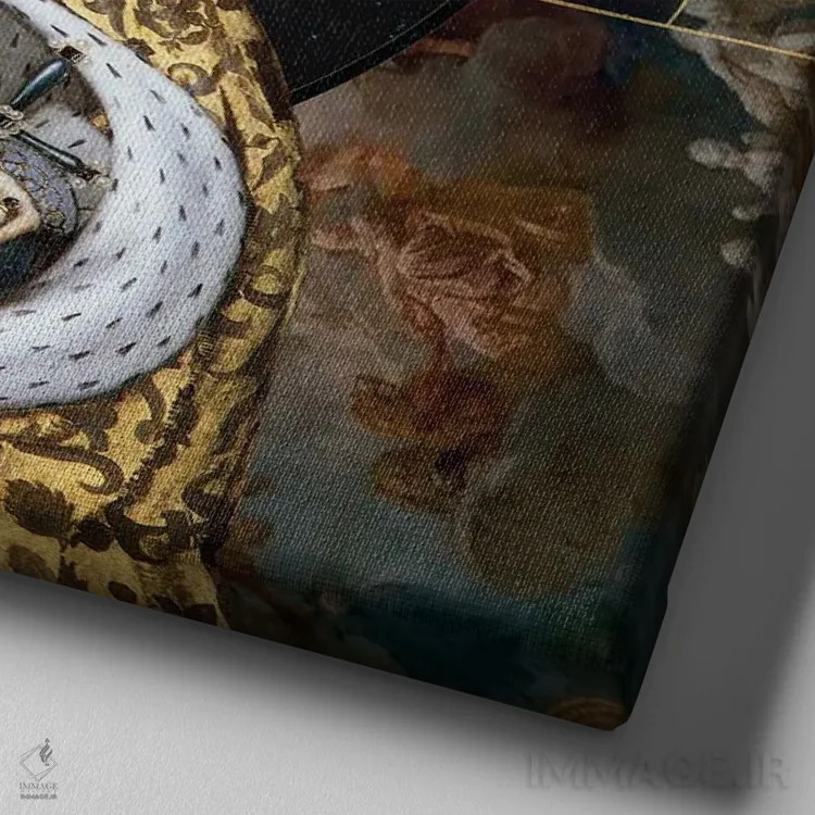 تابلو خدا ملکه را حفظ کند (سرود ملی بریتانیا) اثر امی سالمونه - نمای نزدیک بافت بوم