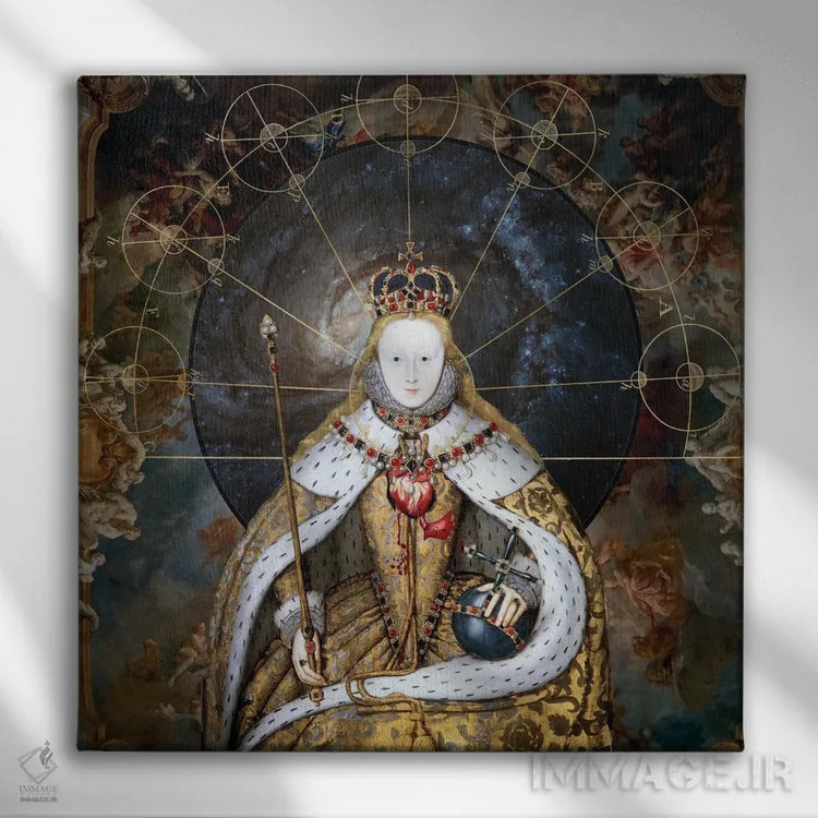 تابلو خدا ملکه را حفظ کند (سرود ملی بریتانیا) اثر امی سالمونه - نمای روبهرو روی دیوار